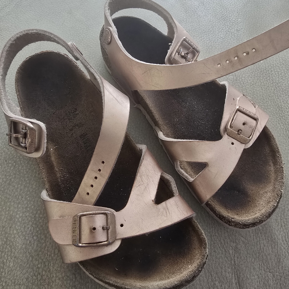 Birkenstock Rose Gold Buckle Sandals